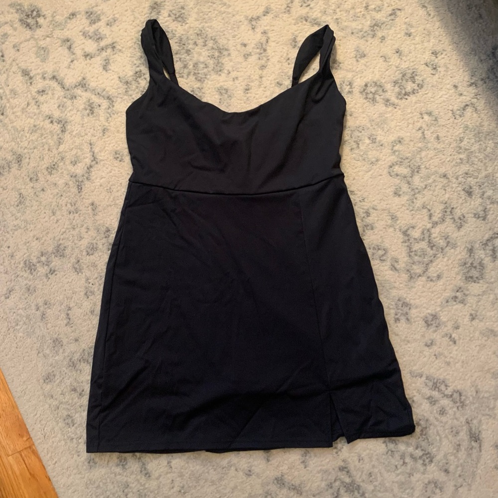 Black Stretch Dress with Built-in Shorts